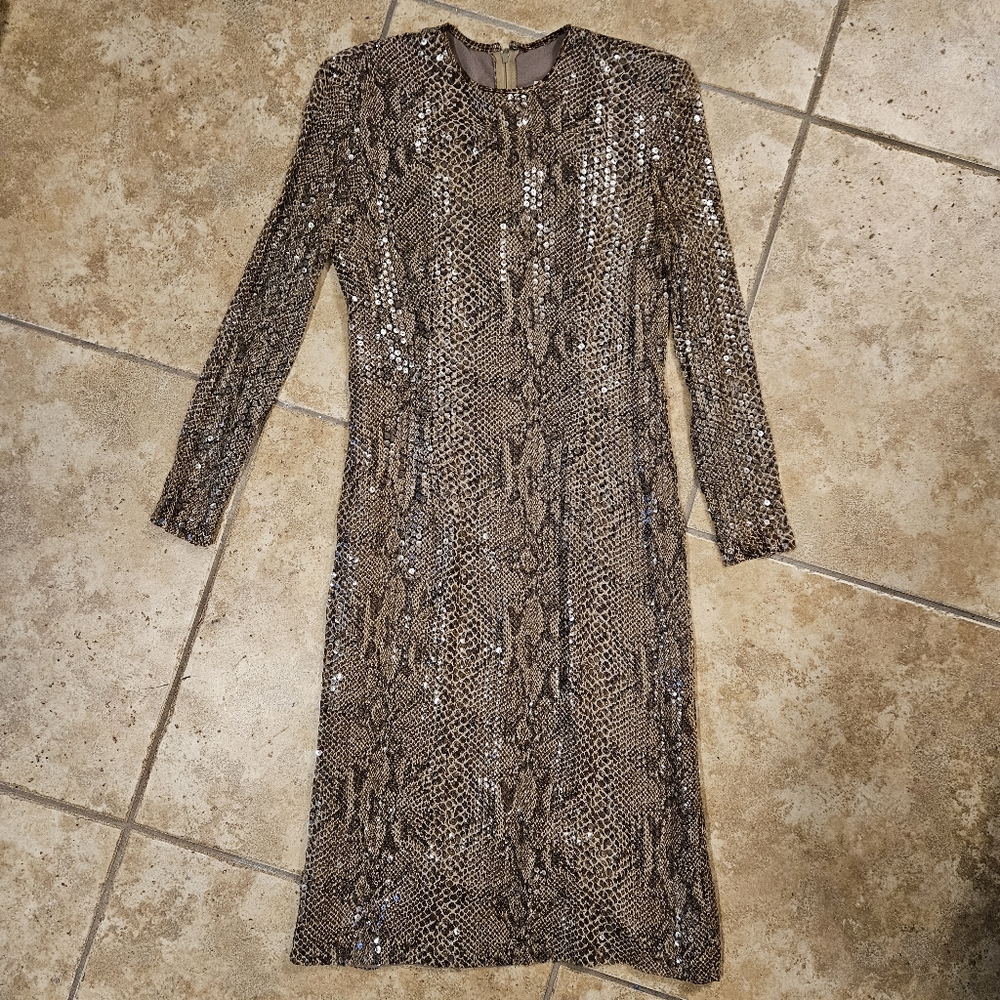 A. J. Bari Snake Skin Sequined Dress